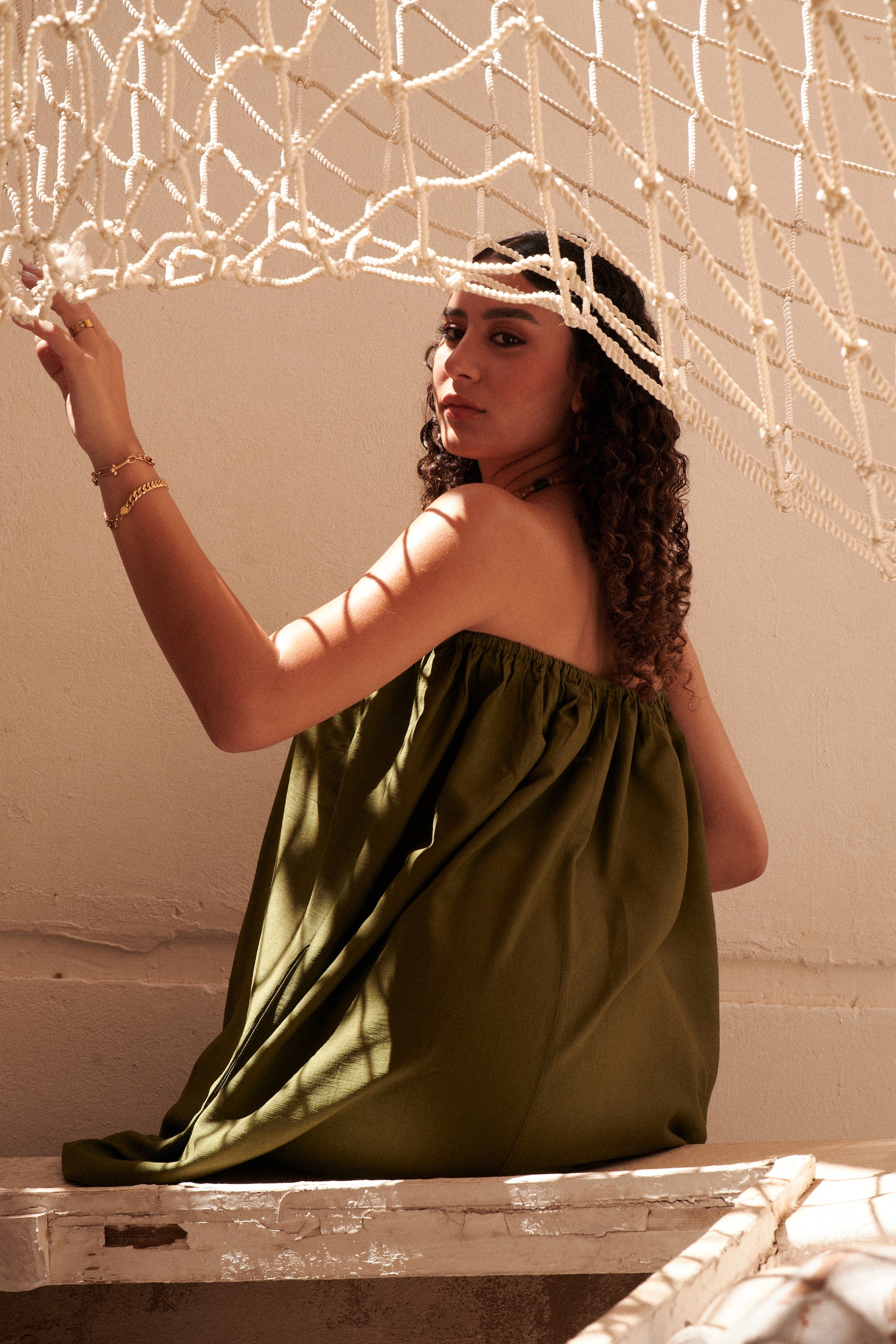 Flowy Maxi Dress in Olive KUJI Flowy Maxi Dress in Olive KUJI