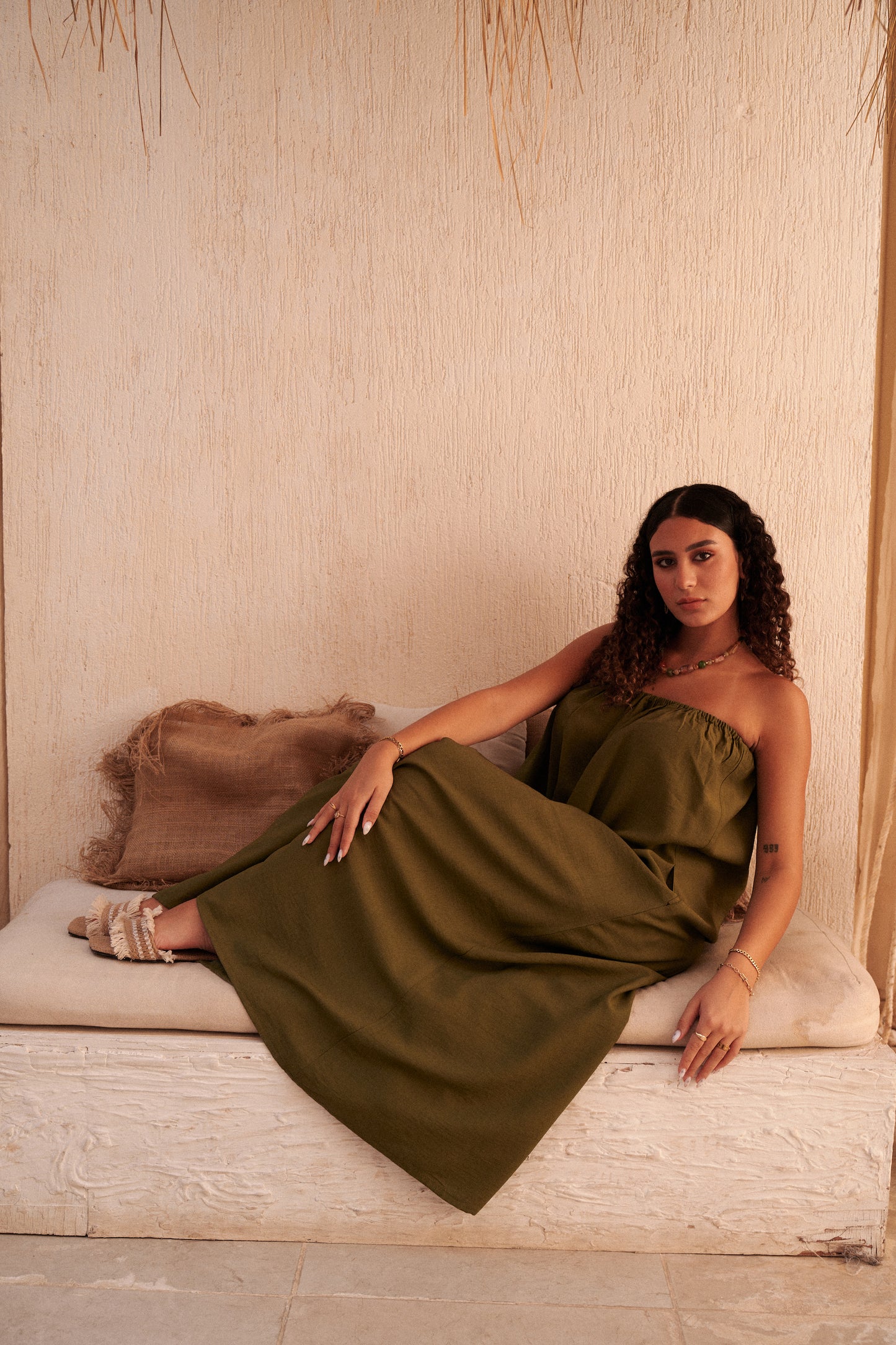 Flowy Maxi Dress in Olive