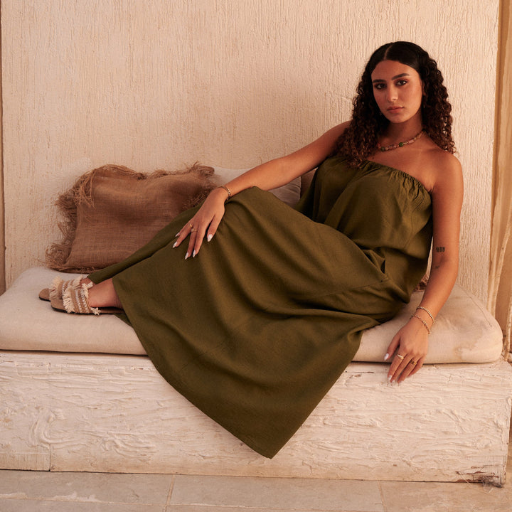 Flowy Maxi Dress in Olive