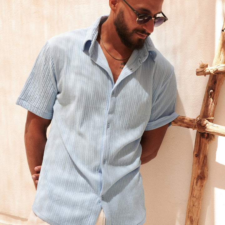Textured Shirt in Sky Blue