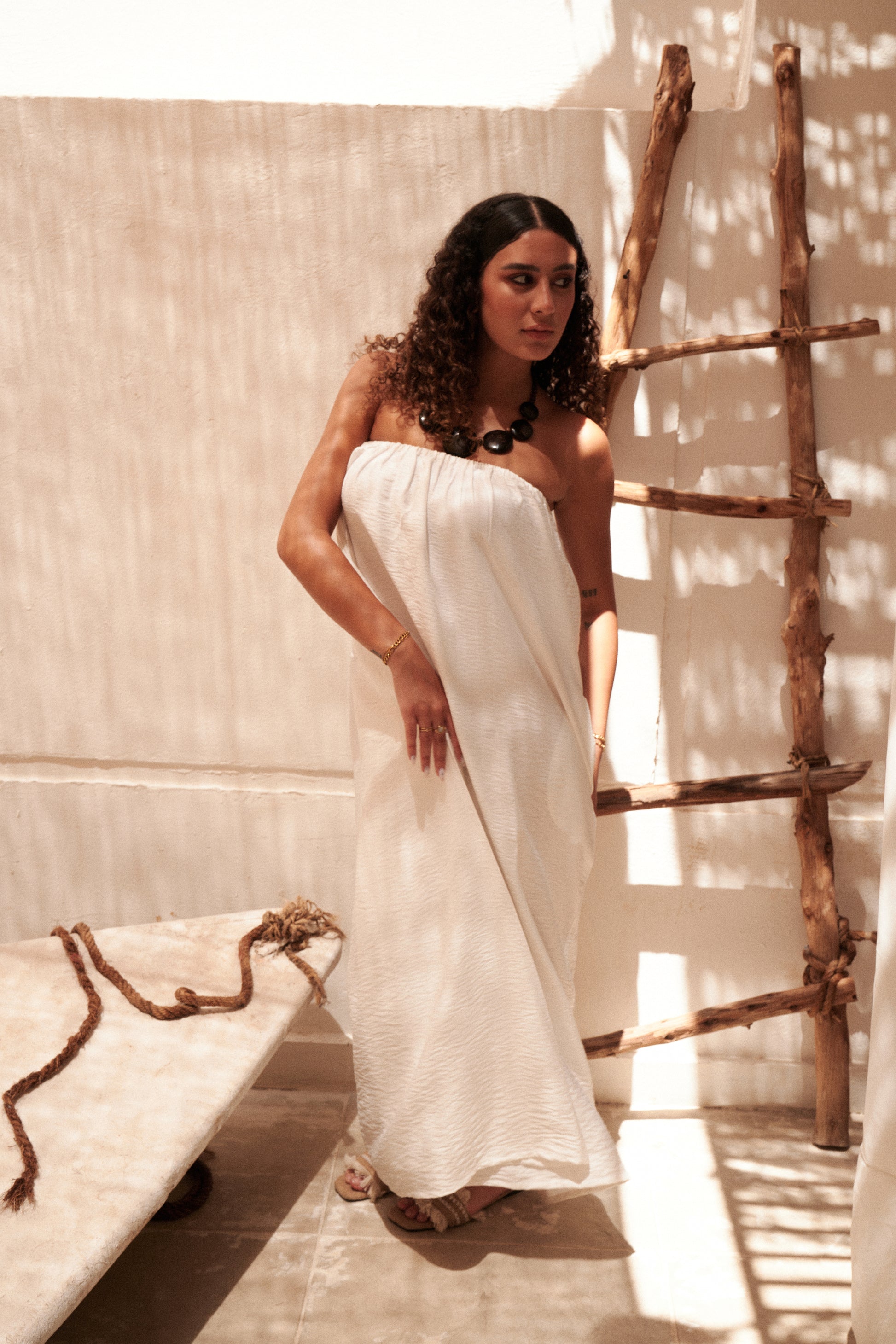 Flowy Maxi Dress in White Flowy Maxi Dress in White