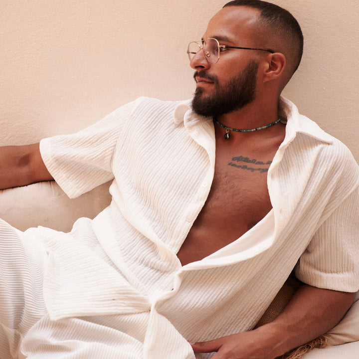 Textured Shirt in Off White