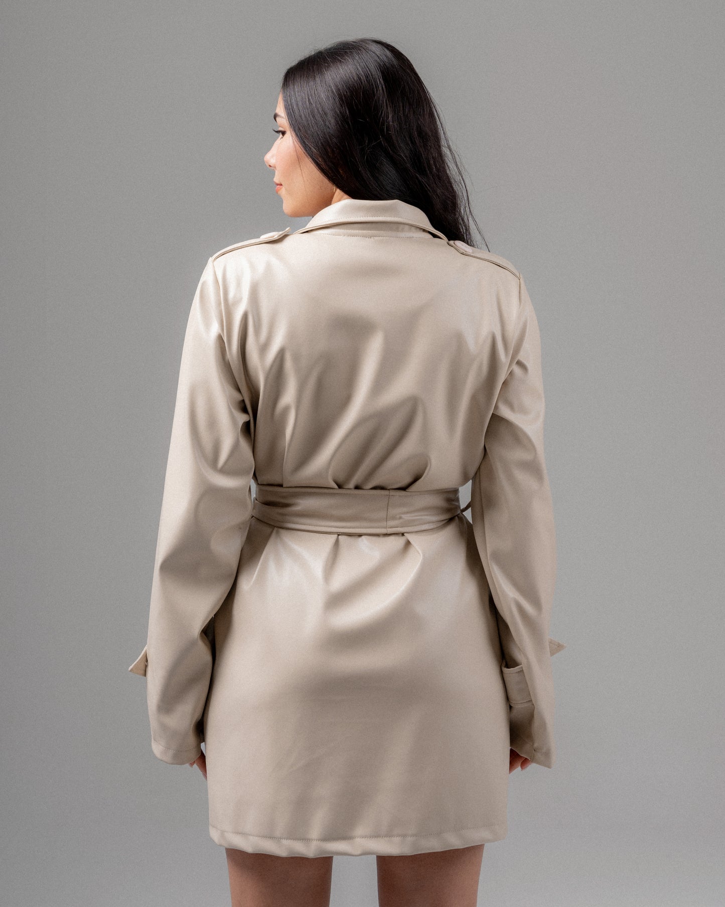 Chameleon Leather Short Coat in Cream