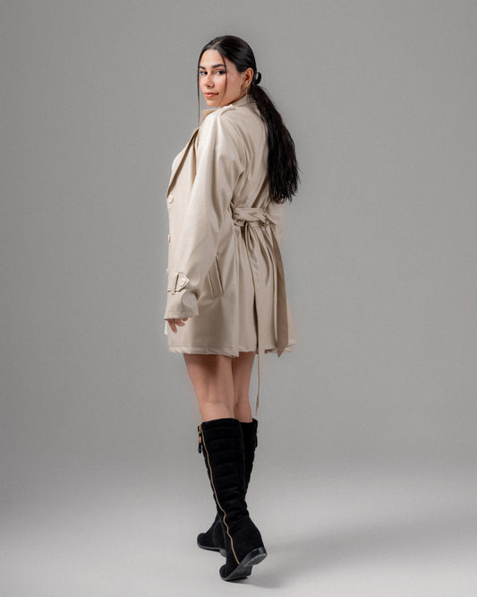 Chameleon Leather Short Coat in Cream