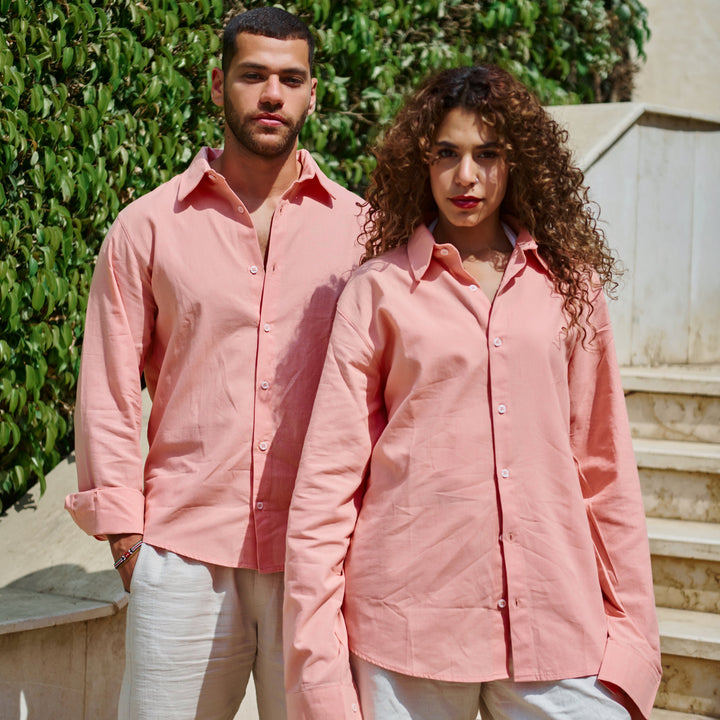 The Linen Shirt in Coral