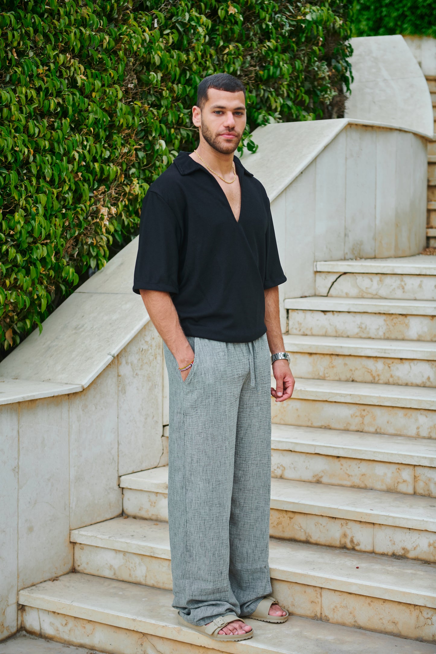The Linen Pants in Stone Grey