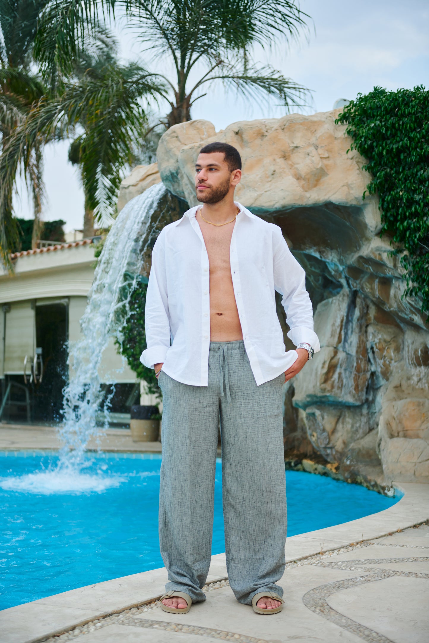 The Linen Pants in Stone Grey